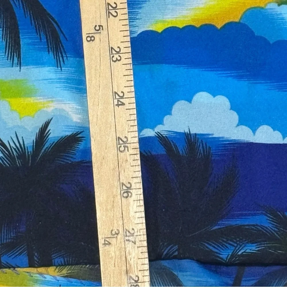 VTG Kai Nani Hawaiian Button Up Shirt Blue Palm Trees Sailboat Sunset Aloha 3XL‎